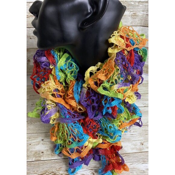 Crochet Scarf Colorful Summer Cotton Bright 5x70 Calypso Floral Flowers - Picture 6 of 10